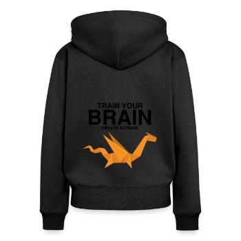 Conception d'origami japonais et origami kirigami - Sweat à capuche zippé Premium bio Femme - noir - Dos - Julia (174cm)