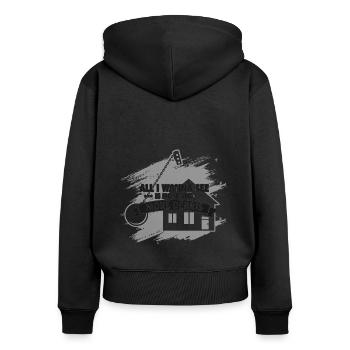 Conception de démolition de maisons et rénovation de maisons - Sweat à capuche zippé Premium bio Femme - noir - Dos - Julia (174cm)