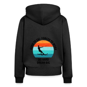 Ski nautique, ski nautique, skieurs nautiques - Sweat à capuche zippé Premium bio Femme - noir - Dos - Julia (174cm)