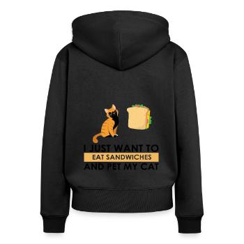 Sandwich and Cats Love Cat Lovers Gift - Women's Premium Organic Zip Hoodie - black - Back - Julia (174cm)