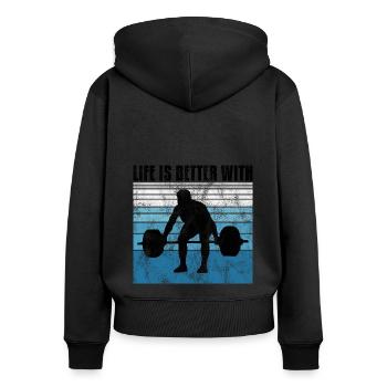 life is better with bodybuilding GYM Bodybuilder - Frauen Premium Bio Zip Hoodie - Schwarz - Hinten - Julia (174cm)