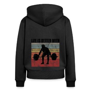 life is better with bodybuilding GYM Bodybuilder - Frauen Premium Bio Zip Hoodie - Schwarz - Hinten - Julia (174cm)