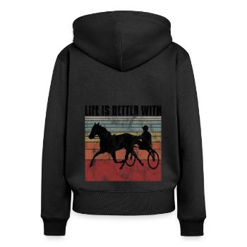 Life is better with Harness Racing Trotting Trot - Women's Premium Organic Zip Hoodie - black - Back - Julia (174cm)