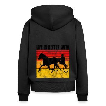 Life is better with Harness Racing Trotting Trot - Women's Premium Organic Zip Hoodie - black - Back - Julia (174cm)