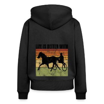 Life is better with Harness Racing Trotting Trot - Women's Premium Organic Zip Hoodie - black - Back - Julia (174cm)