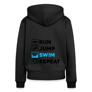 Dock Diving Design for Dog Jumping and Dock Dog - Women's Premium Organic Zip Hoodie - black - Back - Julia (174cm)