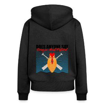 Drachenbootfahren-Thema für Drachenbootpaddeln - Frauen Premium Bio Zip Hoodie - Schwarz - Hinten - Julia (174cm)