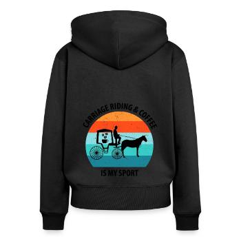 Coachman Carriage Horse-drawn carriage Coffee - Women's Premium Organic Zip Hoodie - black - Back - Julia (174cm)