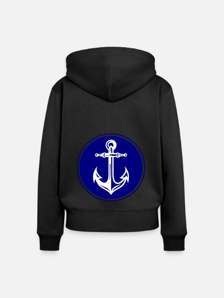 Anker Icon - Frauen Premium Bio Zip Hoodie - Schwarz