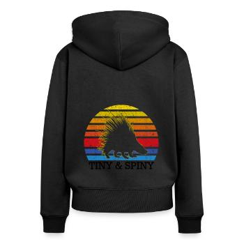 Stachelschweine Designs für Tierliebhaber Nagetier - Frauen Premium Bio Zip Hoodie - Schwarz - Hinten - Julia (174cm)