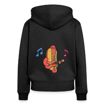 Guitariste Guitare Hot Dog Musicien Guitare Hotdog - Sweat à capuche zippé Premium bio Femme - noir - Dos - Julia (174cm)