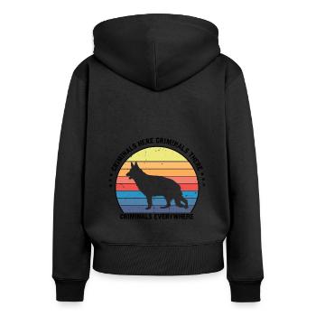 Militär Design Polizei Hund Deutscher Schäfer - Frauen Premium Bio Zip Hoodie - Schwarz - Hinten - Julia (174cm)