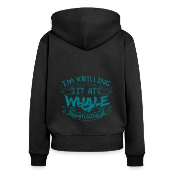 Orca Beobachtung für Buckelwale und Meerwale - Frauen Premium Bio Zip Hoodie - Schwarz - Hinten - Julia (174cm)
