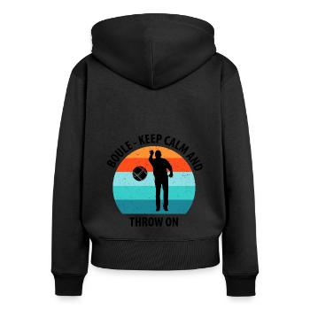 Boule Petanque Boccia Boules - Frauen Premium Bio Zip Hoodie - Schwarz - Hinten - Julia (174cm)