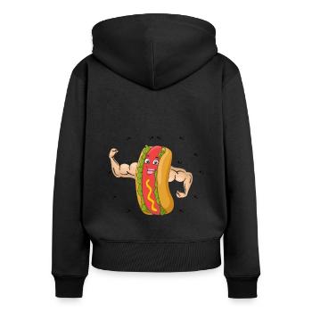 Bodybuilding Hot Dog Fitness Gym Hotdog - Women's Premium Organic Zip Hoodie - black - Back - Julia (174cm)