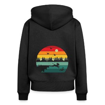 Dock Diving Design for Dog Jumping and Dock Dog - Women's Premium Organic Zip Hoodie - black - Back - Julia (174cm)