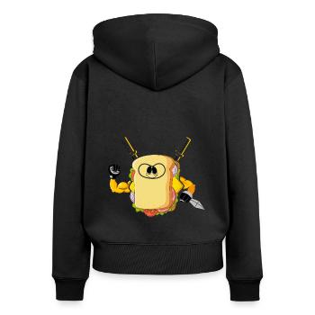 Sandwich Ninja Karate Warrior Japan Geschenk - Frauen Premium Bio Zip Hoodie - Schwarz - Hinten - Julia (174cm)