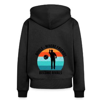 Boule Petanque Boccia Boules - Frauen Premium Bio Zip Hoodie - Schwarz - Hinten - Julia (174cm)