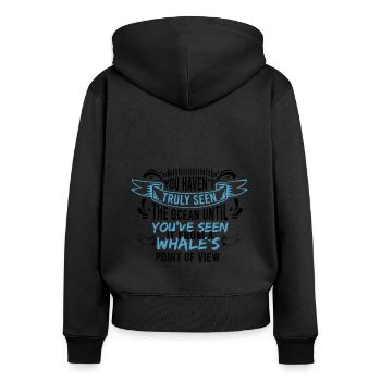 Beluga Whale Design für Meeressäuger und Orca - Frauen Premium Bio Zip Hoodie - Schwarz - Hinten - Julia (174cm)