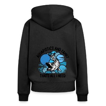 Aquariophiles Poissons Poissons d’ornement Aquaristique - Sweat à capuche zippé Premium bio Femme - noir - Dos - Julia (174cm)