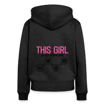 Professorin Steminist Designs für Equality Stem - Frauen Premium Bio Zip Hoodie - Schwarz - Hinten - Julia (174cm)
