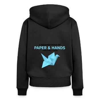 Japanisches Origami Design und Kirigami Origami - Frauen Premium Bio Zip Hoodie - Schwarz - Hinten - Julia (174cm)