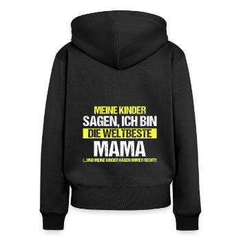 Beste Mama - Frauen Premium Bio Zip Hoodie - Schwarz - Hinten - Julia (174cm)