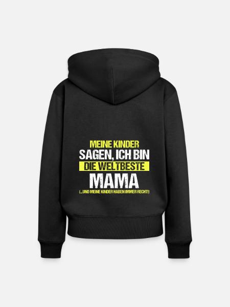 Beste Mama - Frauen Premium Bio Zip Hoodie - Schwarz