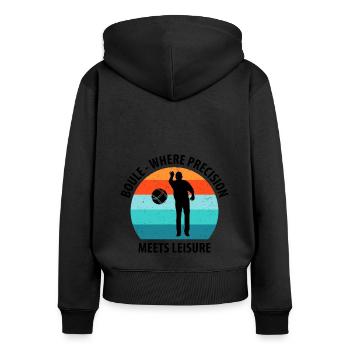 Boule Petanque Boccia Boules - Frauen Premium Bio Zip Hoodie - Schwarz - Hinten - Julia (174cm)