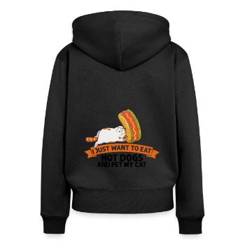 Hot Dog et chats Love Cat Lovers Cadeau - Sweat à capuche zippé Premium bio Femme - noir - Dos - Julia (174cm)