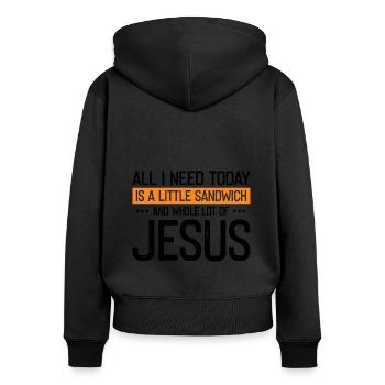 Jesus and Sandwich God Christ Christian - Women's Premium Organic Zip Hoodie - black - Back - Julia (174cm)