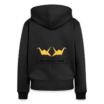 Conception d'origami japonais et origami kirigami - Sweat à capuche zippé Premium bio Femme - noir - Dos - Julia (174cm)