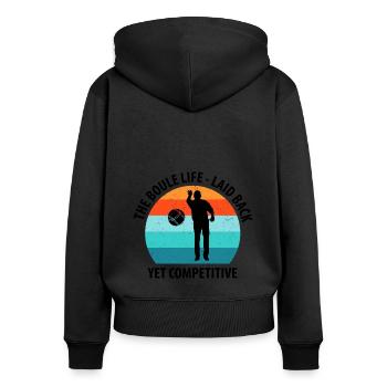 Boule Petanque Boccia Boules - Frauen Premium Bio Zip Hoodie - Schwarz - Hinten - Julia (174cm)
