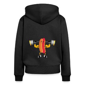 Bodybuilding Hot Dog Fitness Workout Gym - Women's Premium Organic Zip Hoodie - black - Back - Julia (174cm)