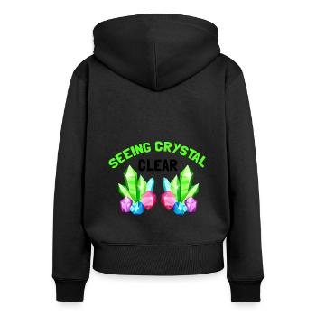 Recherche sur les roches et conception de roches à quartz - Sweat à capuche zippé Premium bio Femme - noir - Dos - Julia (174cm)