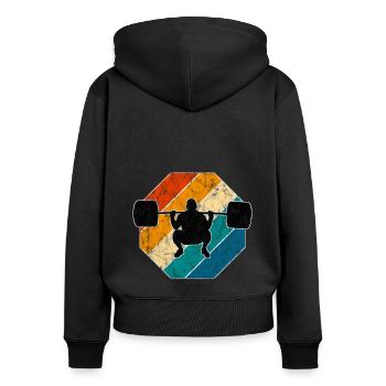 Bodybuilding Bodybuilder GYM Fitnessstudio Retro - Women's Premium Organic Zip Hoodie - black - Back - Julia (174cm)