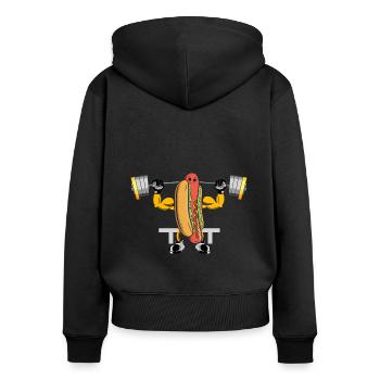 Hot Dog Bodybuilding Fitness Gym Gift - Women's Premium Organic Zip Hoodie - black - Back - Julia (174cm)