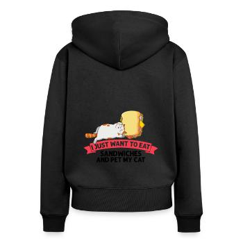 Sandwich and Cats Love Cat Lovers Gift - Women's Premium Organic Zip Hoodie - black - Back - Julia (174cm)