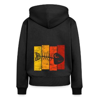 for anglers, fishermen and children | Pisces - Women's Premium Organic Zip Hoodie - black - Back - Julia (174cm)
