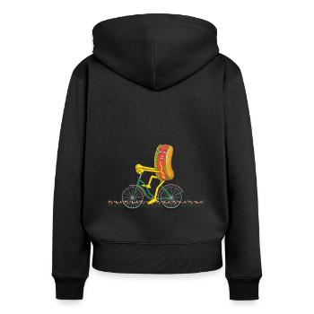 Cycliste Hot Dog Cyclisme Vélo Frites - Sweat à capuche zippé Premium bio Femme - noir - Dos - Julia (174cm)