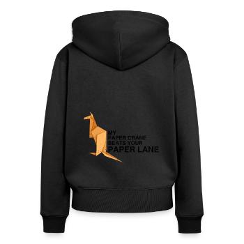 Japanese Origami Design and Kirigami Origami - Women's Premium Organic Zip Hoodie - black - Back - Julia (174cm)