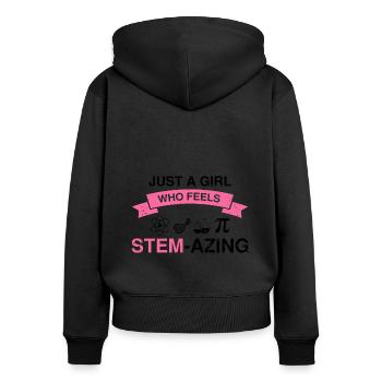 Professorin Steminist Designs für Equality Stem - Frauen Premium Bio Zip Hoodie - Schwarz - Hinten - Julia (174cm)