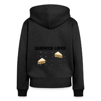 Sandwich Cheese Love Food Fast Food - Women's Premium Organic Zip Hoodie - black - Back - Julia (174cm)