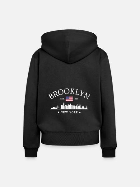 Brooklyn Newyork Klassik - Frauen Premium Bio Zip Hoodie - Schwarz