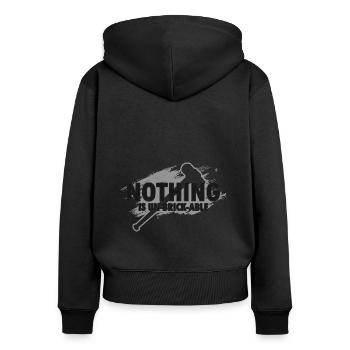 Conception de démolition de maisons et rénovation de maisons - Sweat à capuche zippé Premium bio Femme - noir - Dos - Julia (174cm)