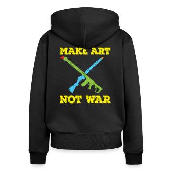 Art Art Peace Peace Déclaration de guerre cadeau - Sweat à capuche zippé Premium bio Femme - noir - Dos - Julia (174cm)