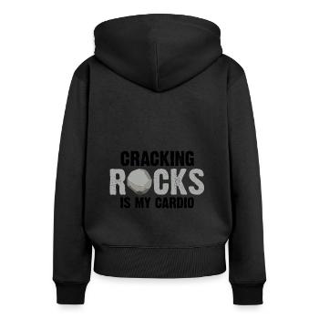Collecteurs minéraux et ventilateur de minéraux de minerais - Sweat à capuche zippé Premium bio Femme - noir - Dos - Julia (174cm)