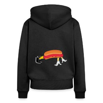 Hot Dog Bodybuilding Fitness Gym Gift - Women's Premium Organic Zip Hoodie - black - Back - Julia (174cm)