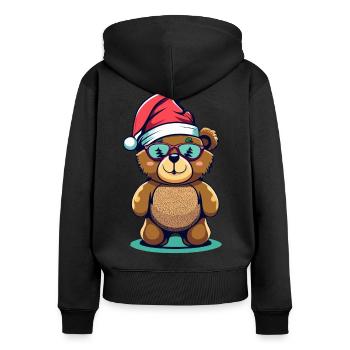 Teddy bear with Christmas hat - Women's Premium Organic Zip Hoodie - black - Back - Julia (174cm)
