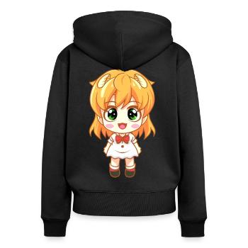 Manga Bande Dessinée Fille - Sweat à capuche zippé Premium bio Femme - noir - Dos - Julia (174cm)